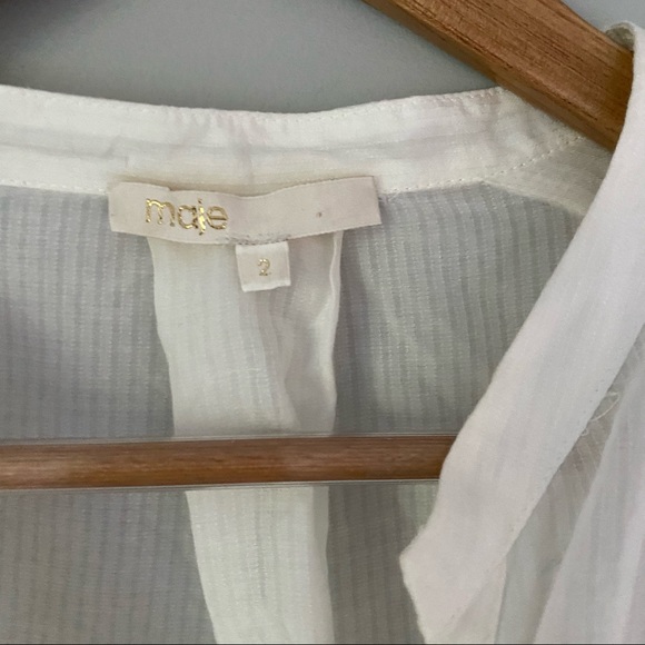 MAJE White Cotton Silk Blend Blouse - Picture 3 of 4